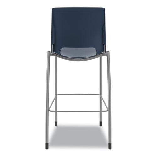 Motivate Four-Leg Cafe Height Stool, Supports Up to 300 lb, 30" Seat Height, Regatta Seat, Regatta Back, Platinum Base. Picture 4