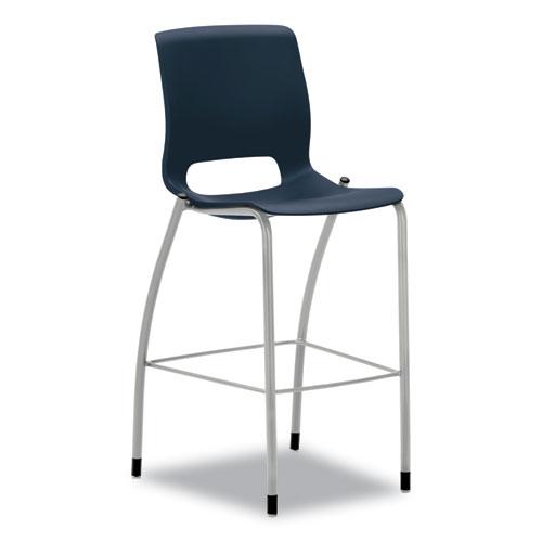 Motivate Four-Leg Cafe Height Stool, Supports Up to 300 lb, 30" Seat Height, Regatta Seat, Regatta Back, Platinum Base. Picture 1
