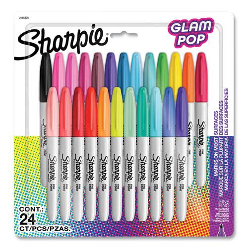 Fine Tip Permanent Marker, Fine Bullet Tip, Assorted 80s Glam Colors, 24/Pack. Picture 1