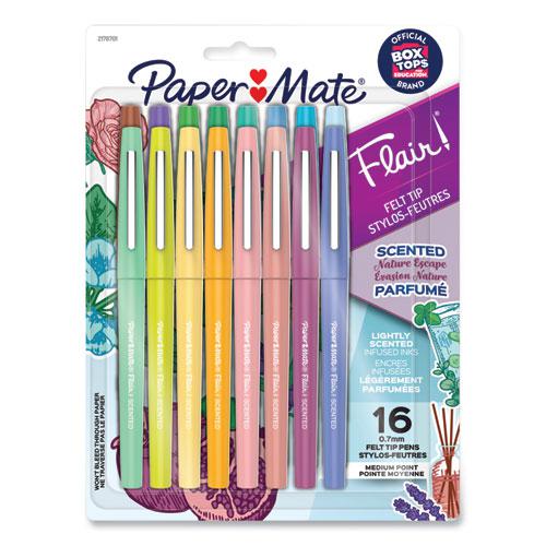Flair Scented Felt Tip Porous Point Pen, Nature Escape Scents, Medium 0.7 mm, Assorted Ink and Barrel Colors, 16/Pack. Picture 1