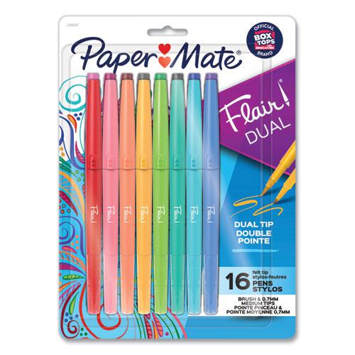 Flair Duo Felt Tip Porous Point Pen, Stick, Medium 0.7 mm, Assorted Ink and Barrel Colors, 16/Pack. Picture 1