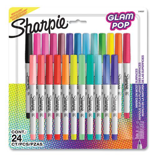Ultra Fine Tip Permanent Marker, Ultra-Fine Needle Tip, Assorted 80s Glam Colors, 24/Pack. Picture 1