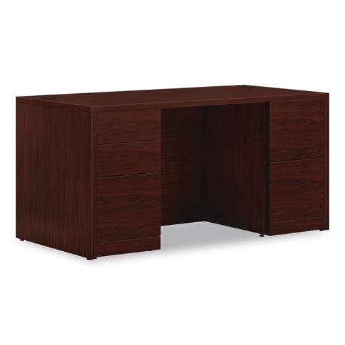 10500 Series Double Pedestal Desk with Full Pedestals, 60" x 30" x 29.5", Mahogany. Picture 1