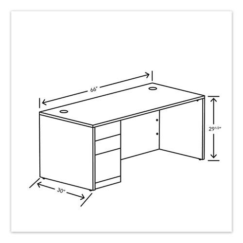 10500 Series Single Pedestal Desk, Left Pedestal: Box/Box/File, 66" x 30" x 29.5", Mahogany. Picture 2