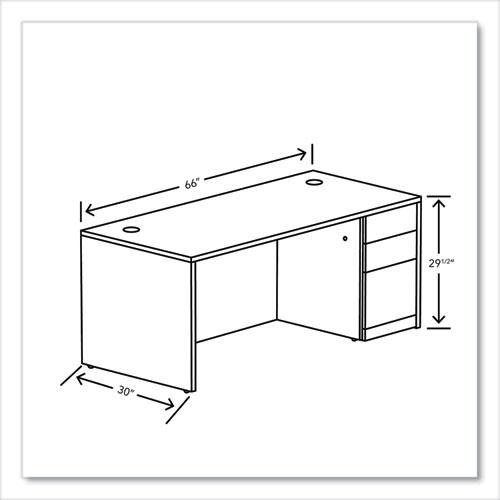 10500 Series Single Pedestal Desk, Right Pedestal: Box/Box/File, 66" x 30" x 29.5", Mahogany. Picture 3