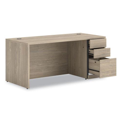 10500 Series Single Pedestal Desk, Right Pedestal: Box/Box/File, 66" x 30" x 29.5", Kingswood Walnut. Picture 2