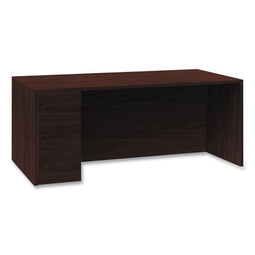 10500 Series Single Pedestal Desk, Left Pedestal: Box/Box/File, 66" x 30" x 29.5", Mahogany. Picture 1