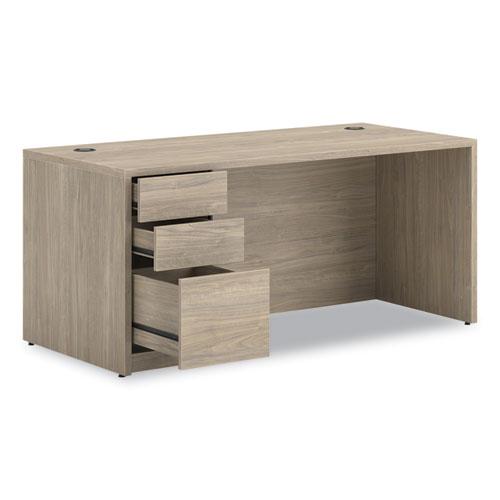 10500 Series Single Pedestal Desk, Left Pedestal: Box/Box/File, 66" x 30" x 29.5", Kingswood Walnut. Picture 4