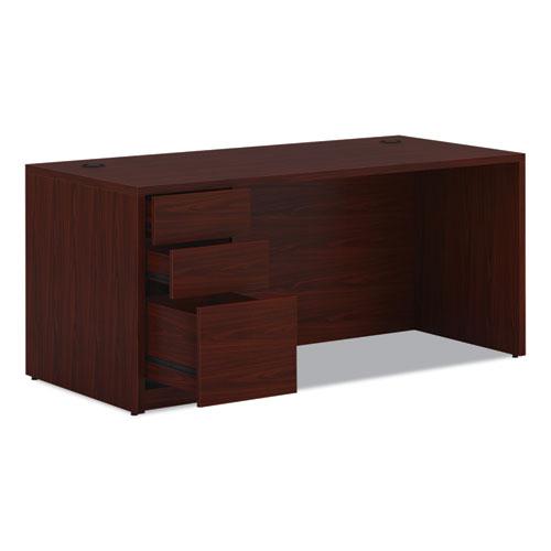 10500 Series Single Pedestal Desk, Left Pedestal: Box/Box/File, 66" x 30" x 29.5", Mahogany. Picture 4