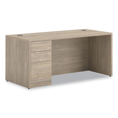 10500 Series Single Pedestal Desk, Left Pedestal: Box/Box/File, 66" x 30" x 29.5", Kingswood Walnut. Picture 1