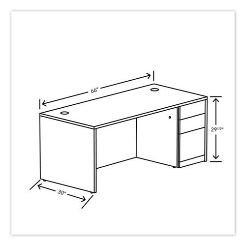 10500 Series Single Pedestal Desk, Right Pedestal: Box/Box/File, 66" x 30" x 29.5", Kingswood Walnut. Picture 4