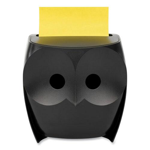 Owl-Shaped Dispenser, For 3 x 3 Pads, Black, Includes 45-Sheet Citron Super Sticky Dispenser Pop-Up Pad. Picture 1