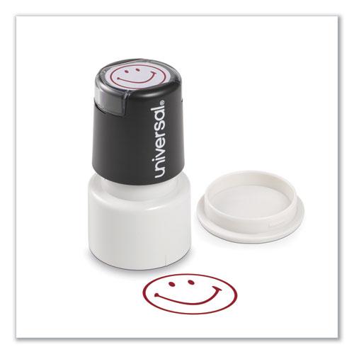 Round Message Stamp, SMILEY FACE, Pre-Inked/Re-Inkable, Red. Picture 1