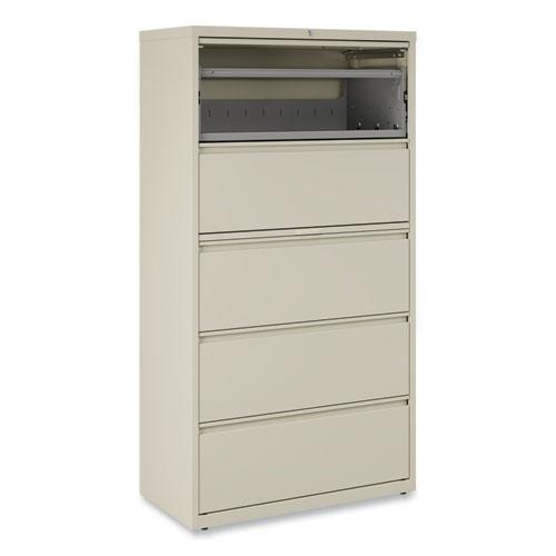 Lateral File, 5 Legal/Letter/A4/A5-Size File Drawers, Putty, 36" x 18.63" x 67.63". Picture 9