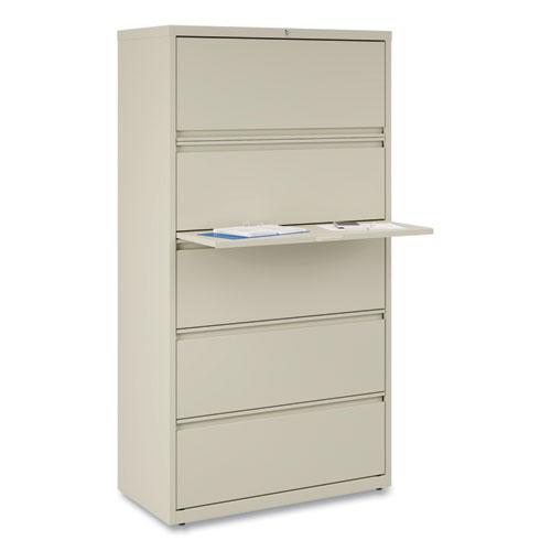 Lateral File, 5 Legal/Letter/A4/A5-Size File Drawers, Putty, 36" x 18.63" x 67.63". Picture 8