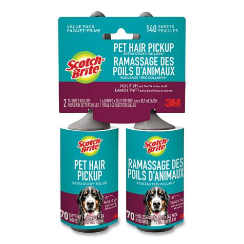 Pet Hair Pickup Lint Roller, 70 Sheets/Roller, 2/Pack. Picture 1