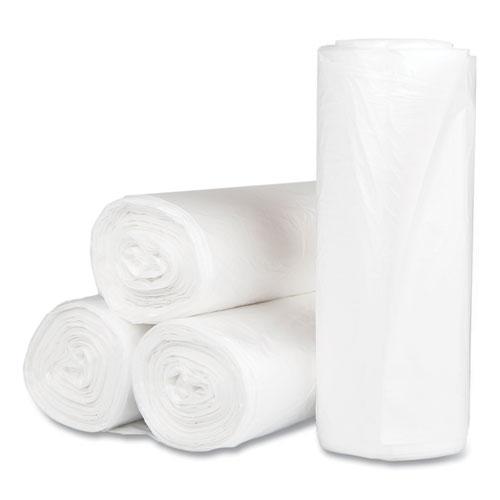 High-Density Commercial Can Liners, 60 gal, 17 mic, 38" x 60", Clear, 25 Bags/Roll, 8 Interleaved Rolls/Carton. Picture 2