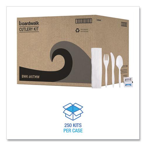 Cutlery Kit, Plastic Fork/Spoon/Knife/Salt/Polypropylene/Napkin, White, 250/Carton. Picture 2