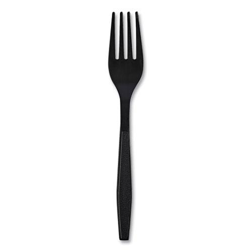 Heavyweight Wrapped Polypropylene Cutlery, Fork, Black, 1,000/Carton. Picture 1