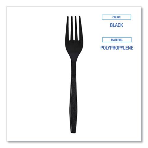 Heavyweight Wrapped Polypropylene Cutlery, Fork, Black, 1,000/Carton. Picture 5
