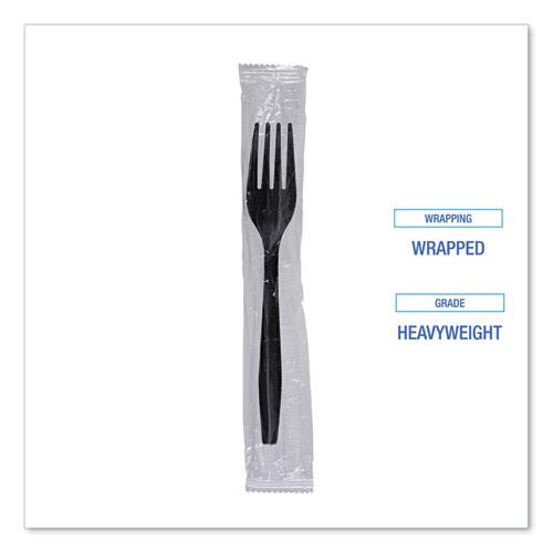 Heavyweight Wrapped Polypropylene Cutlery, Fork, Black, 1,000/Carton. Picture 7