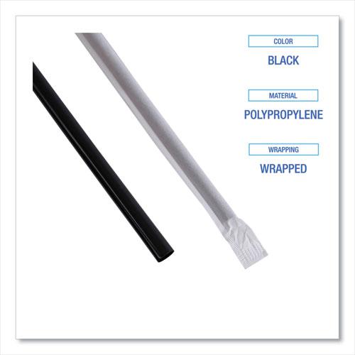 Wrapped Jumbo Straws, 7.75", Polypropylene, Black, 250/Pack, 50 Packs/Carton. Picture 4