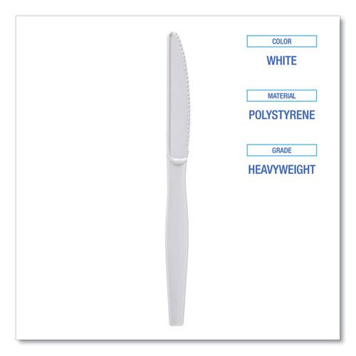 Heavyweight Polystyrene Cutlery, Knife, White, 1000/Carton. Picture 3