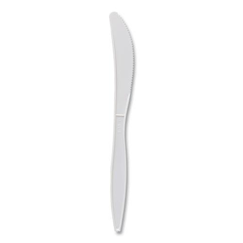 Mediumweight Polypropylene Cutlery, Knife, White, 1000/Carton. Picture 1