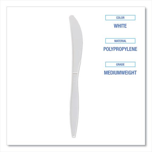 Mediumweight Polypropylene Cutlery, Knife, White, 1000/Carton. Picture 3
