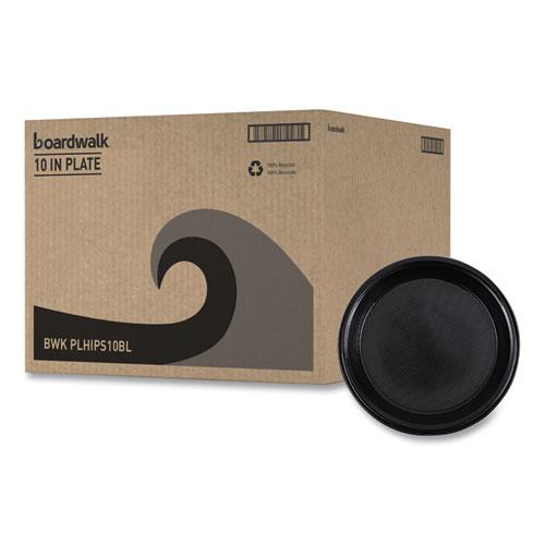 Hi-Impact Plastic Dinnerware, Plate, 10" dia, Black, 125/Sleeve, 4 Sleeves/Carton. Picture 3