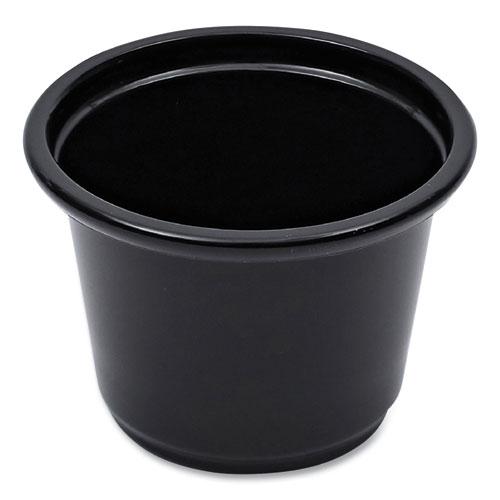 Souffle/Portion Cups, 1 oz, Polypropylene, Black, 20 Cups/Sleeve, 125 Sleeves/Carton. Picture 1