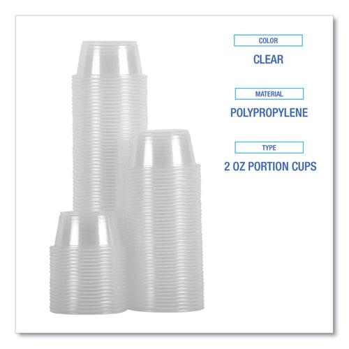 Souffle/Portion Cups, 2 oz, Polypropylene, Clear, 20 Cups/Sleeve, 125 Sleeves/Carton. Picture 6