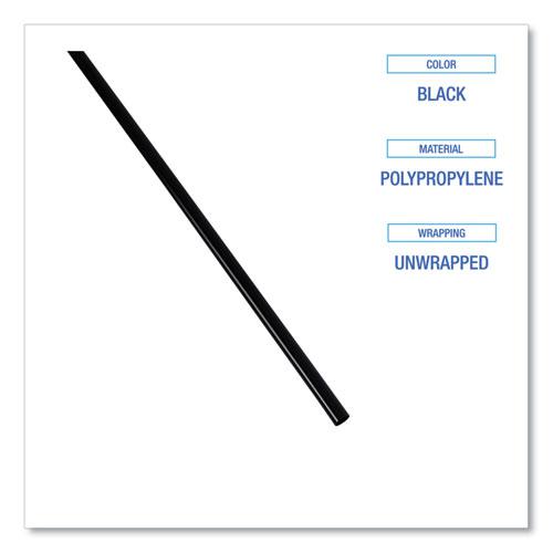 Cocktail Straws, 8", Polypropylene, Black, 5,000/Carton. Picture 5