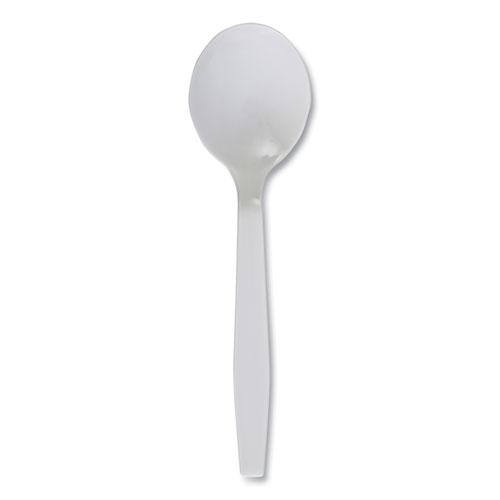 Mediumweight Polystyrene Cutlery, Soup Spoon, White, 1,000/Carton. Picture 1