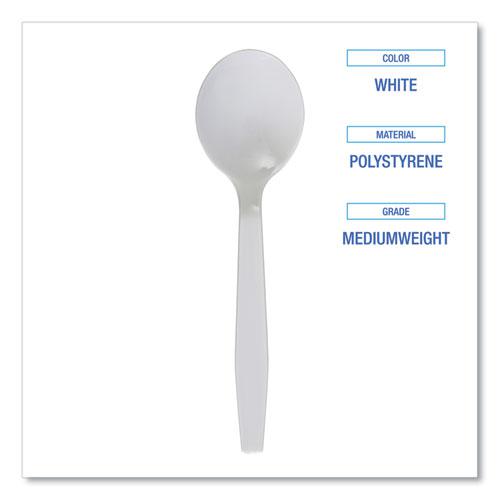 Mediumweight Polystyrene Cutlery, Soup Spoon, White, 1,000/Carton. Picture 5