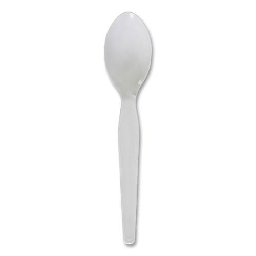 Heavyweight Polystyrene Cutlery, Teaspoon, White, 1000/Carton. Picture 1