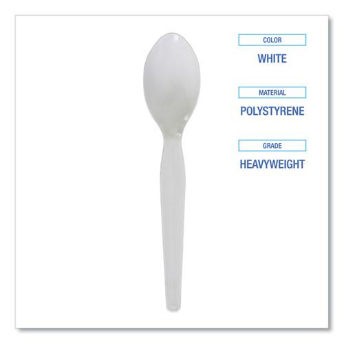Heavyweight Polystyrene Cutlery, Teaspoon, White, 1000/Carton. Picture 3