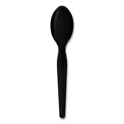 Heavyweight Polystyrene Cutlery, Teaspoon, Black, 1000/Carton. Picture 1