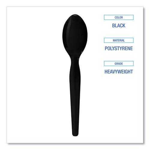 Heavyweight Polystyrene Cutlery, Teaspoon, Black, 1000/Carton. Picture 5