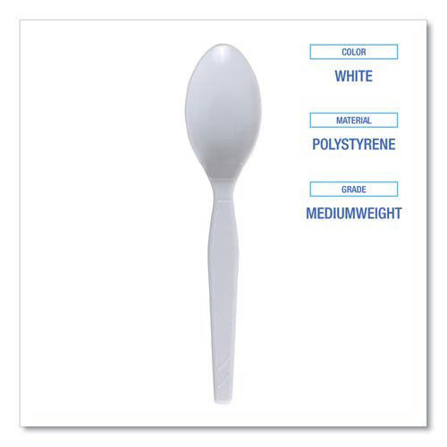 Mediumweight Polystyrene Cutlery, Teaspoon, White, 10 Boxes of 100/Carton. Picture 4