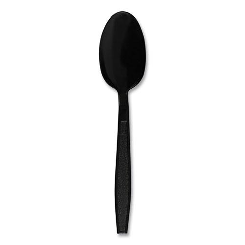 Heavyweight Polypropylene Cutlery, Teaspoon, Black, 1000/Carton. Picture 1