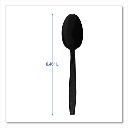 Heavyweight Polypropylene Cutlery, Teaspoon, Black, 1000/Carton. Picture 3