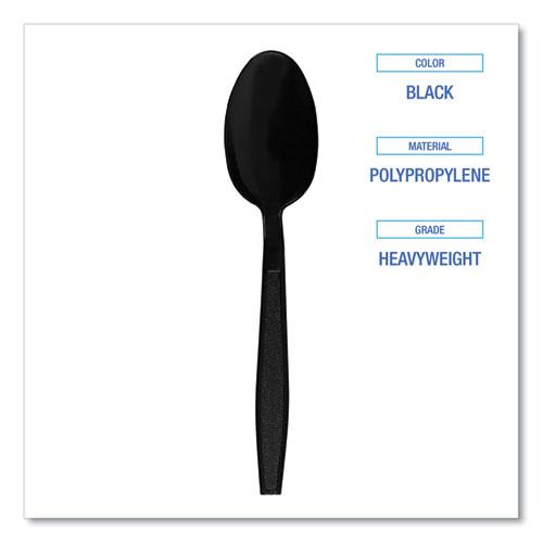 Heavyweight Polypropylene Cutlery, Teaspoon, Black, 1000/Carton. Picture 4