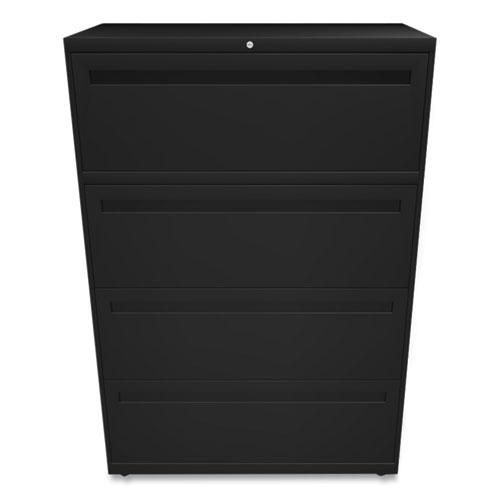 Brigade 700 Series Lateral File, 4 Legal/Letter-Size File Drawers, Black, 36" x 18" x 52.5". Picture 2