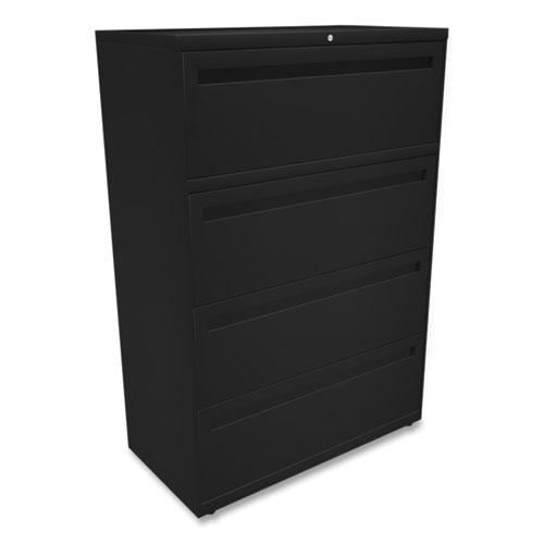 Brigade 700 Series Lateral File, 4 Legal/Letter-Size File Drawers, Black, 36" x 18" x 52.5". Picture 3