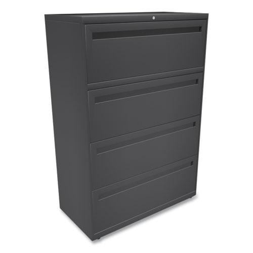Brigade 700 Series Lateral File, 4 Legal/Letter-Size File Drawers, Charcoal, 36" x 18" x 52.5". Picture 3