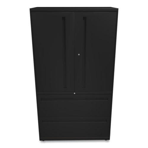 Brigade 700 Series Lateral File, Three-Shelf Enclosed Storage, 2 Legal/Letter-Size File Drawers, Black, 36" x 18" x 64.25". Picture 2