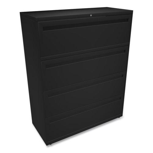 Brigade 700 Series Lateral File, 4 Legal/Letter-Size File Drawers, Black, 42" x 18" x 52.5". Picture 3