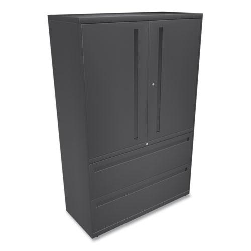 Brigade 700 Series Lateral File, Three-Shelf Enclosed Storage, 2 Legal/Letter-Size File Drawers, Charcoal, 42" x 18" x 64.25". Picture 3