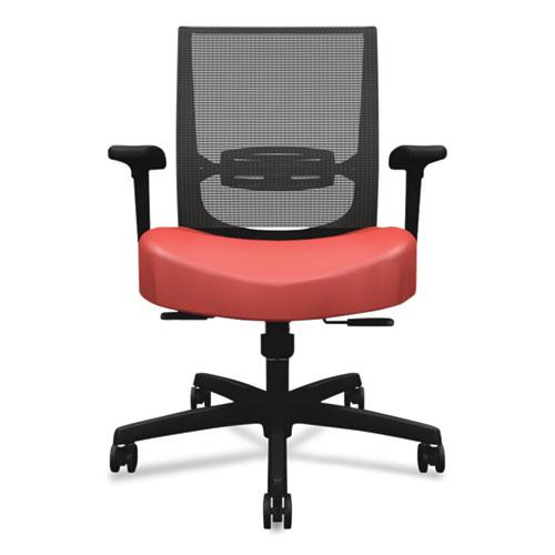 Convergence Mid-Back Task Chair, Synchro-Tilt and Seat Glide, Supports Up to 275 lb, Red Seat, Black Back/Base. Picture 2